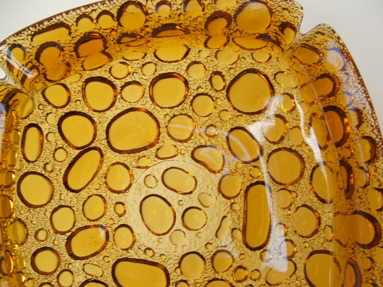 Vintage Amber Bubble Glass Ashtray