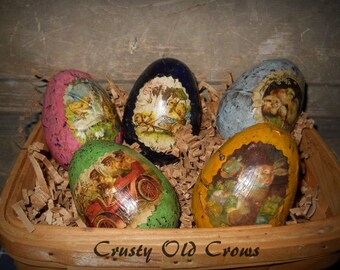 Primitive Easter Eggs with Vintage Art