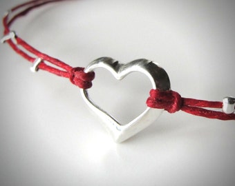 Heart bracelet Sterling Heart Red Bracelet Love Anniversary bracelet Bridesmaid Bracelets Graduation mothers day ready to ship gift for her