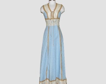1960s Gunne Sax dress / 60s dress / black label / small s / Prairie Corset Dress