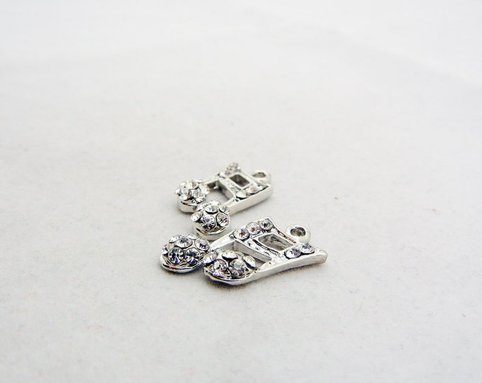 Small Pair of Antique Silver-tone Musical Double Note Charms