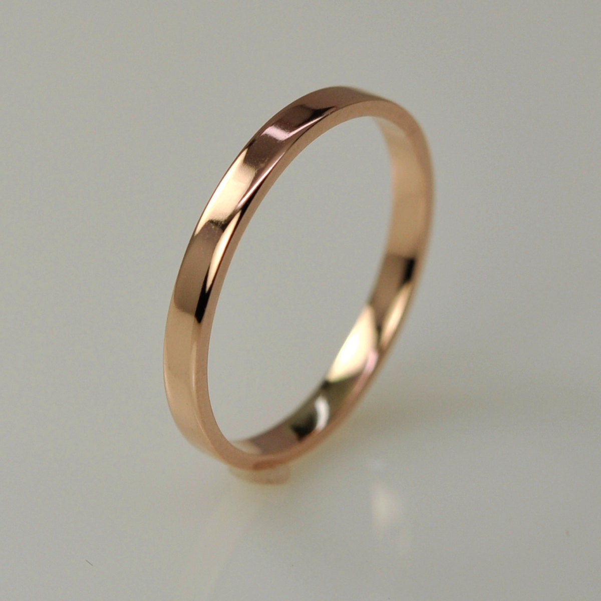 Rose Gold Wedding Band Simple Stacking Ring 14K by