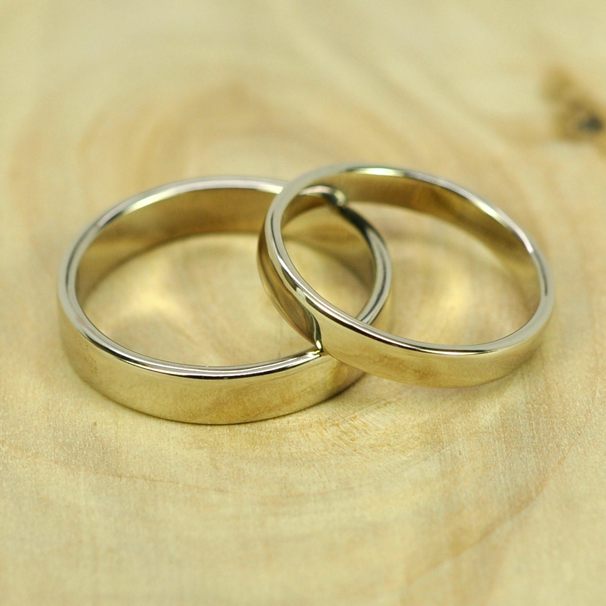 White Gold Wedding Ring Set 14K Palladium White by seababejewelry