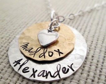 Layered Love Mom Necklace - hand stamped necklace - personalized necklace - mothers necklace