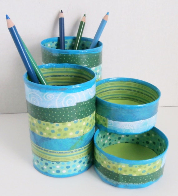 Desk Organizer / Pencil Holder made from upcycled by GroovyCool