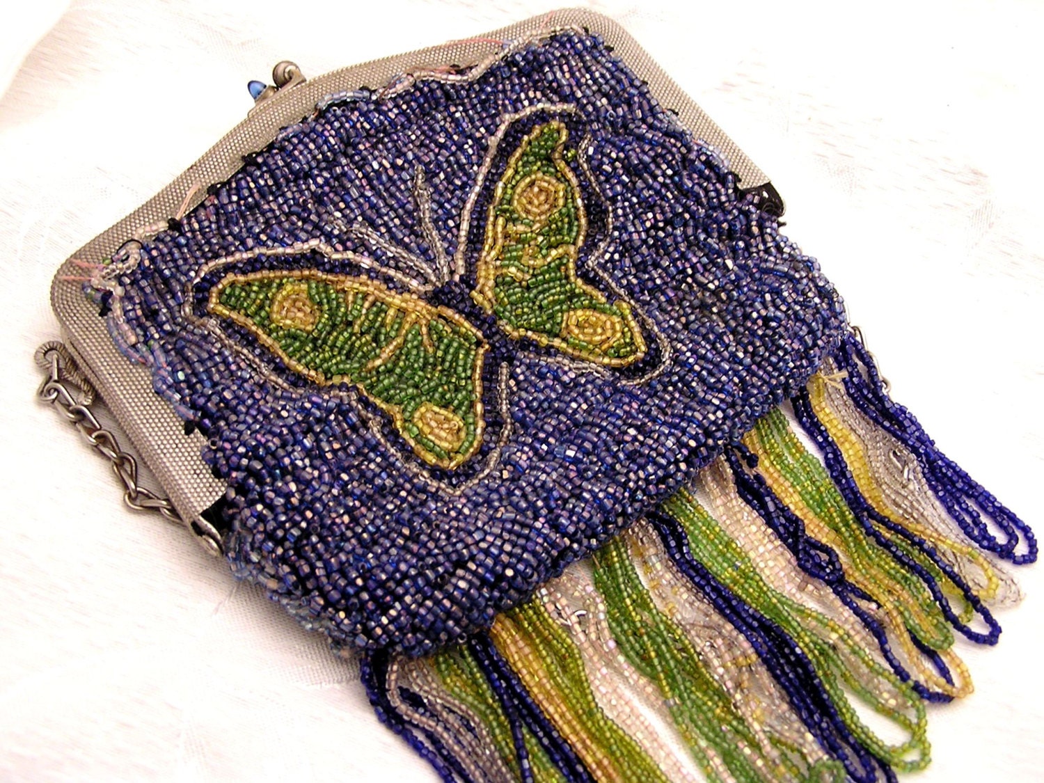 Antique Vintage 1920s Beaded Butterfly Purse Beautiful and