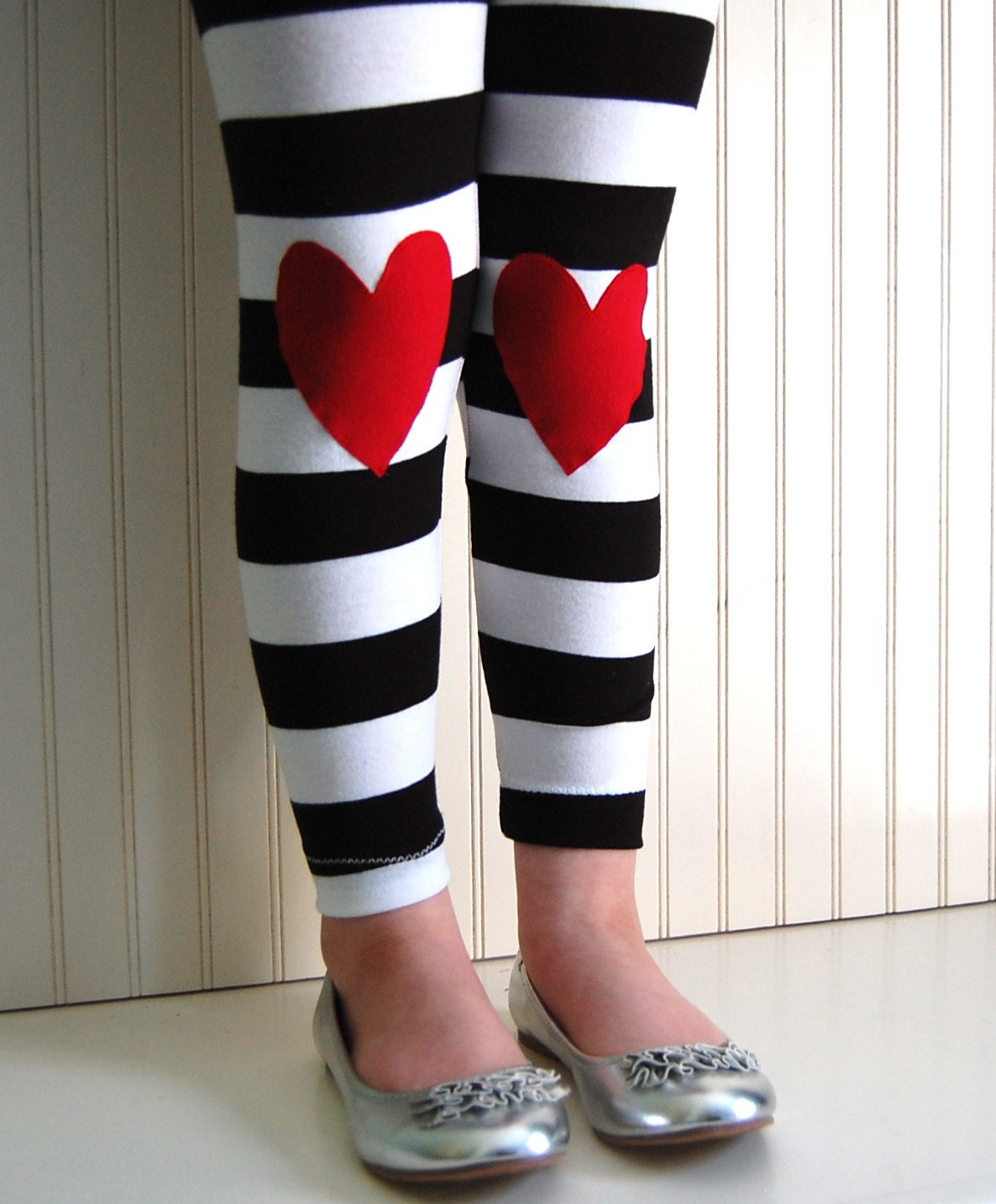 Heart Leggings. Girls Heart Tights. Black and by thetrendytot