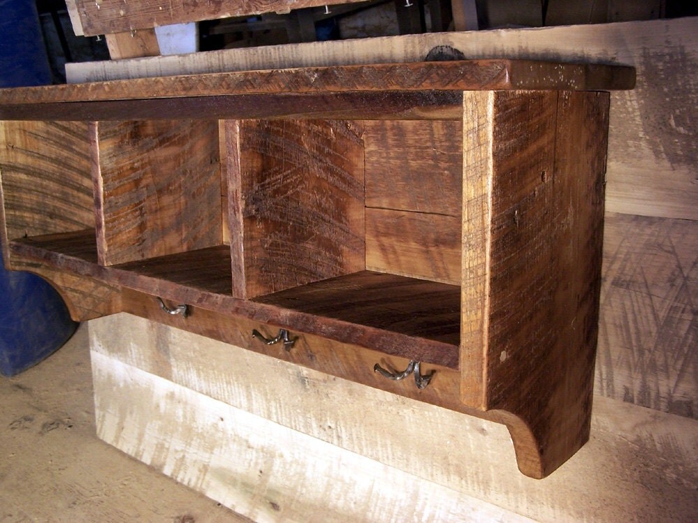 Reclaimed Barnwood Coat Rack Cubby Shelf with by BarnWoodFurniture