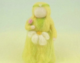 Lady Spring Wool Doll Needle Felted Waldorf Style Puppet