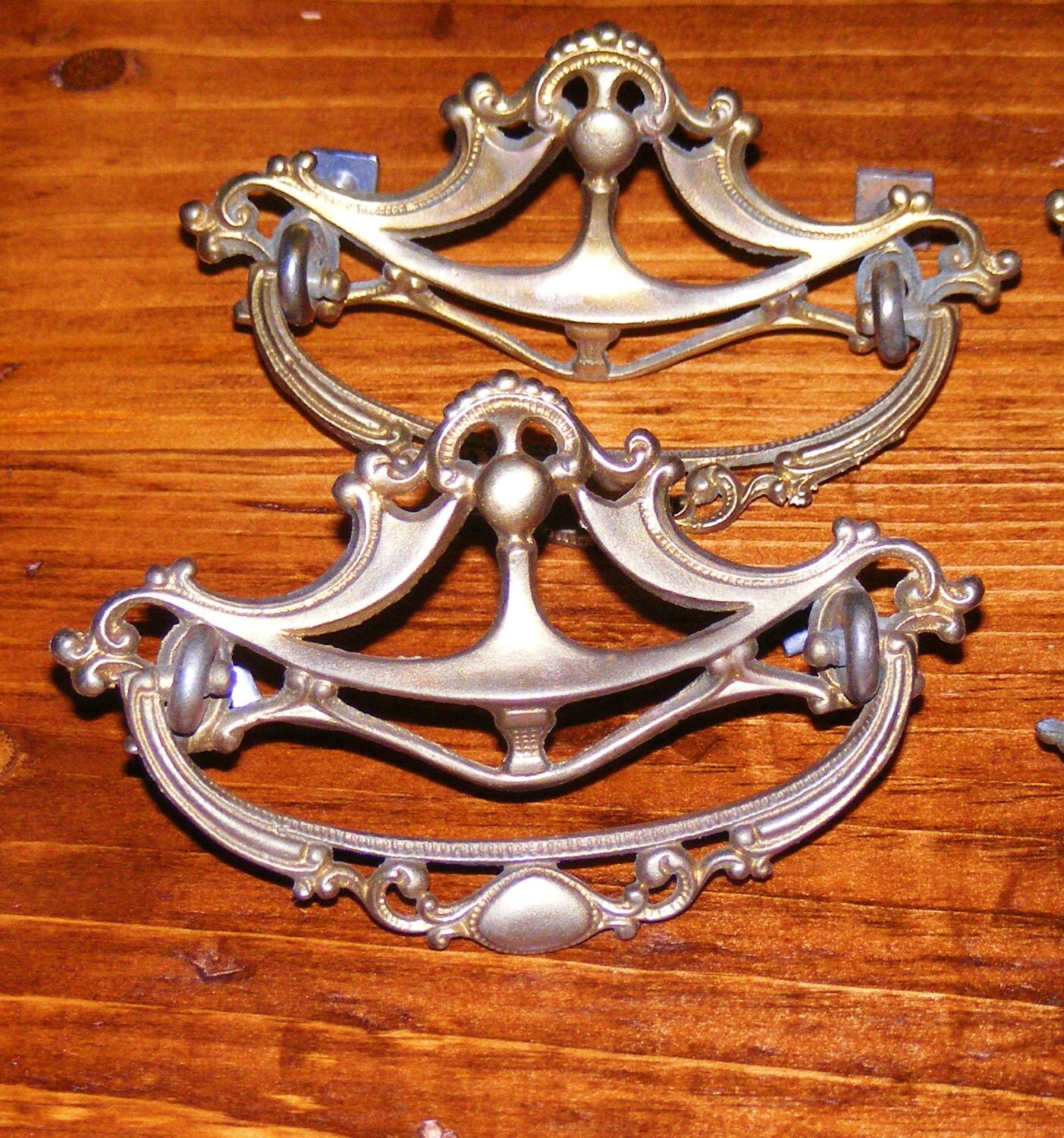 SALE Antique Art Nouveau Brass Metal Drawer Pull Handle Set