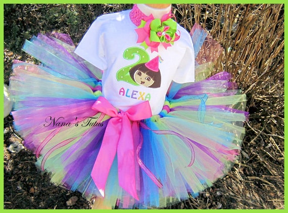 Birthday Dora,Party Hat,Number,Party Outfit, Theme Party, Tutu Set, Photo Shoots in Size 1yr thru 6yrs