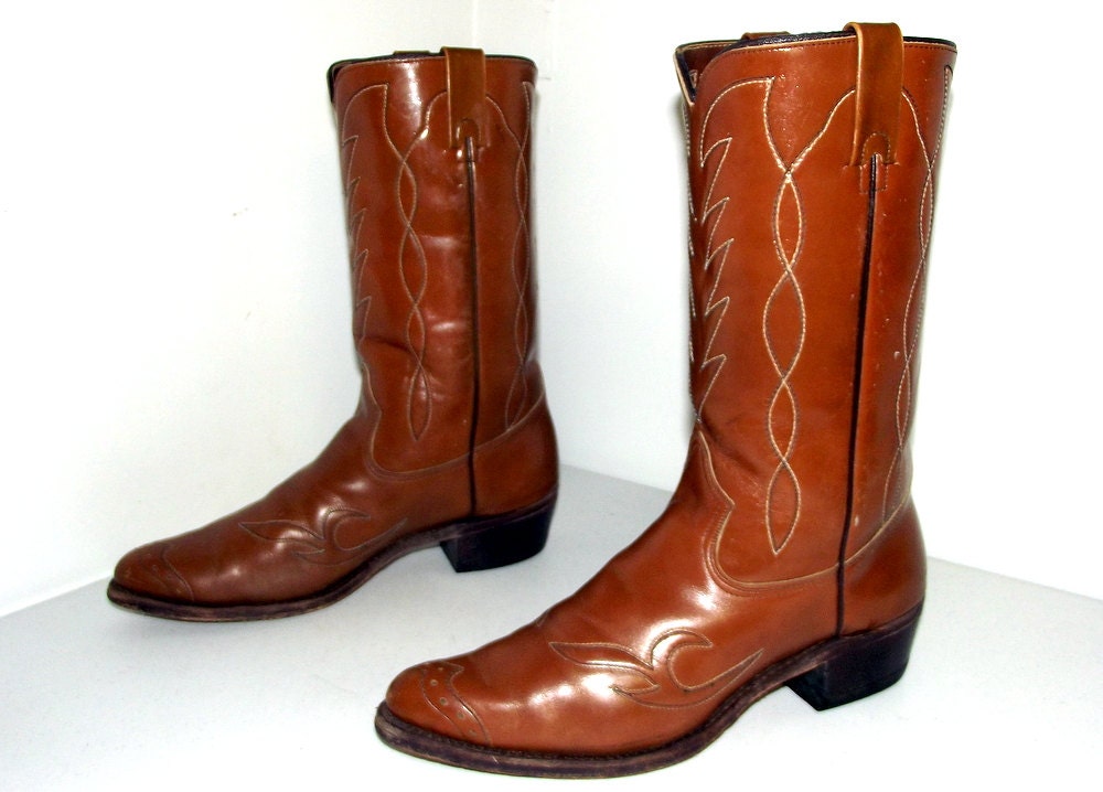 Gorgeous Vintage Brown Cowboy Boots mens by honeyblossomstudio