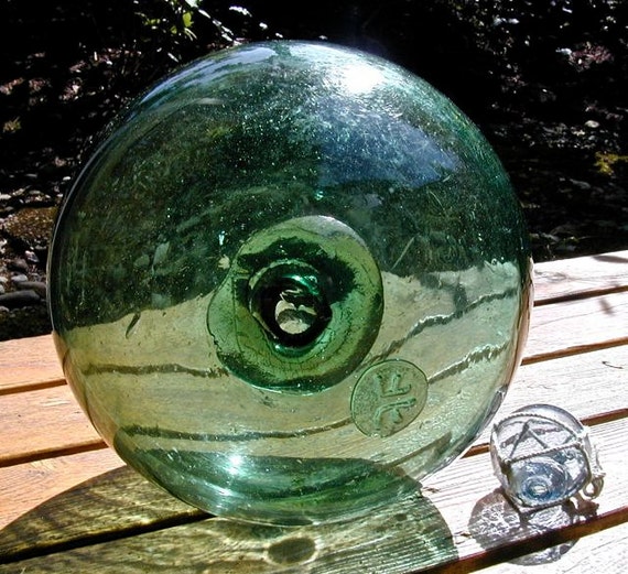 Glass Fishing Float Collectible 10 INCH FF Marked Nautical