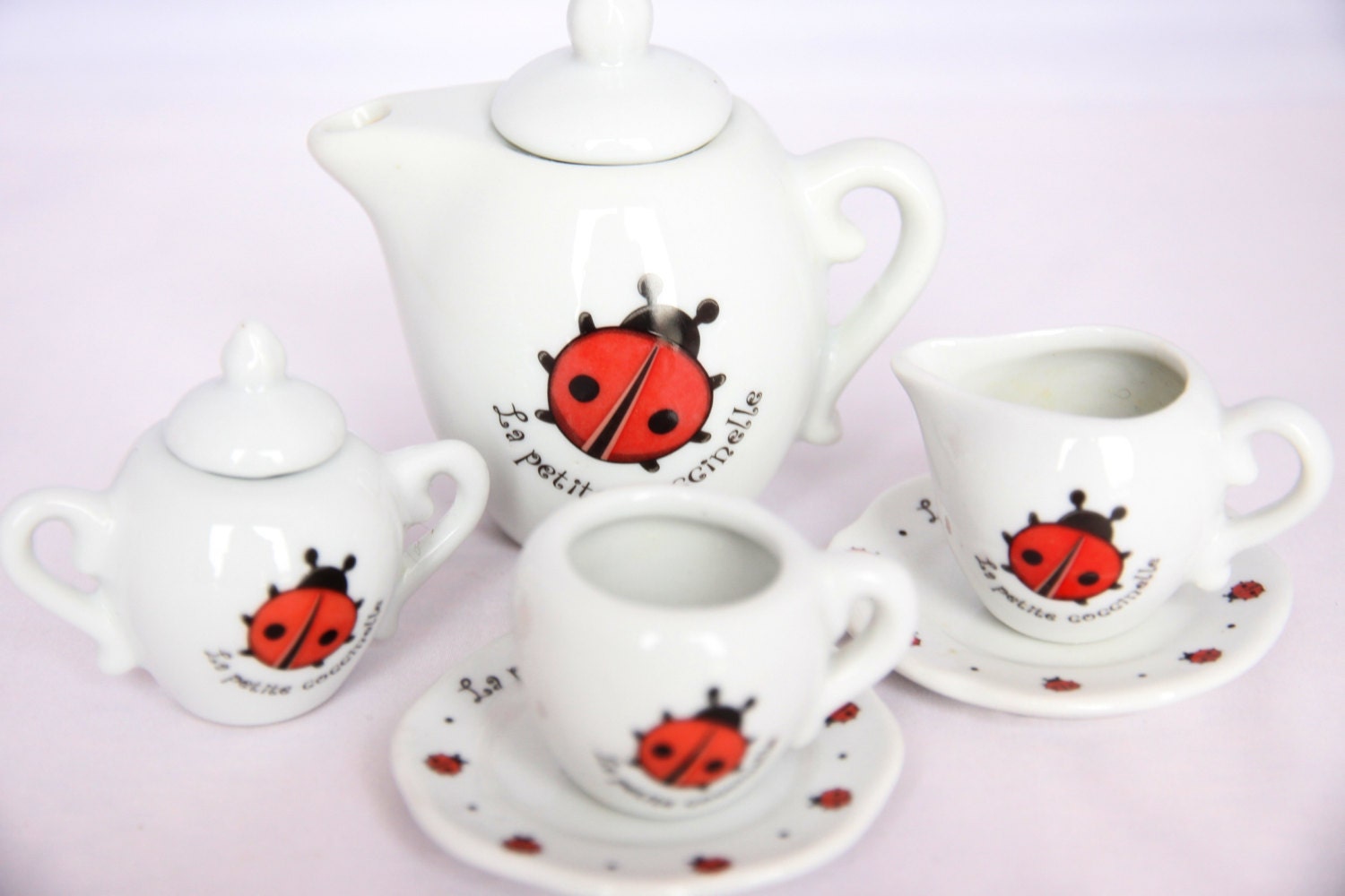 Ladybug tea set french miniature childrens tea set girls