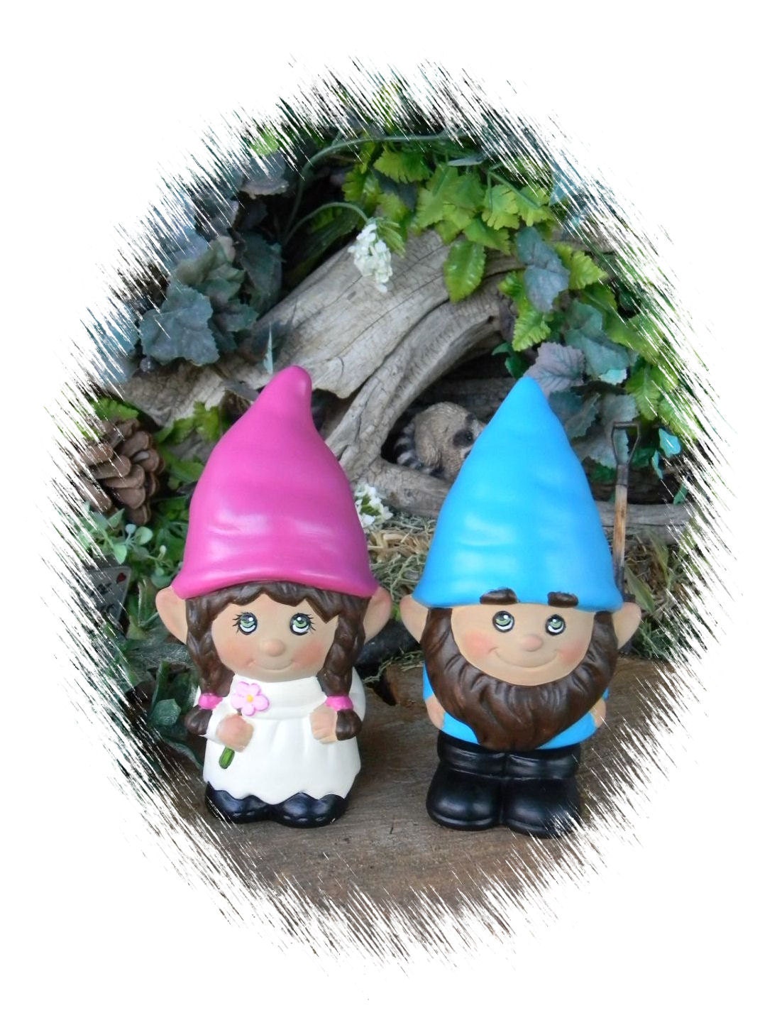 Gnome Wedding Cake Topper... The Gnomelyweds Wedding gnomes