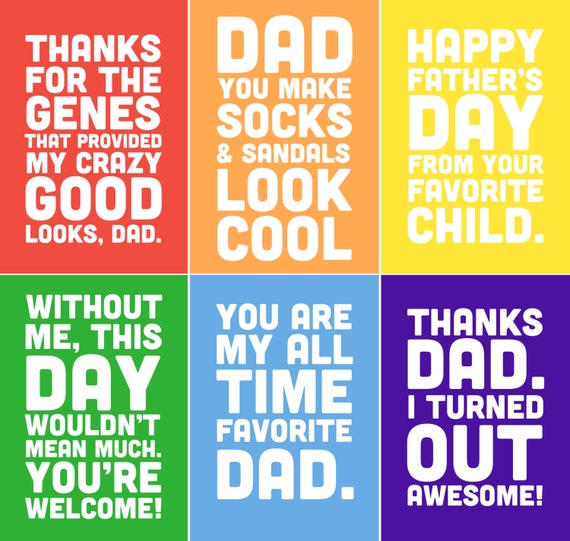 Items similar to Funny Father's Day Printable Cards - 5x7 includes 6