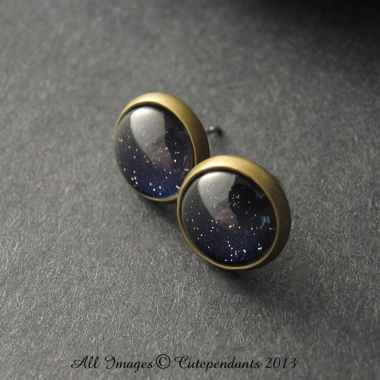 A Starry Night Dark Blue Post Earrings Twinkling Stars Stud