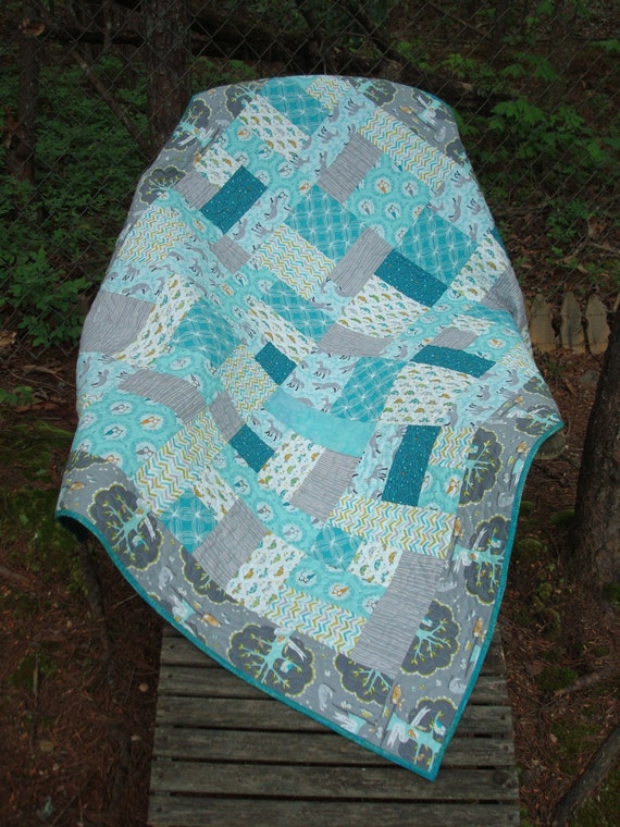 Teal and Gray Baby Quilt