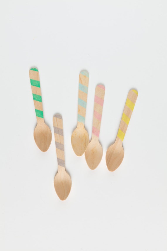 Vintage Ice Cream Stripes -20 Wooden Ice Cream Spoons - Perfect For Parties Il_570xn