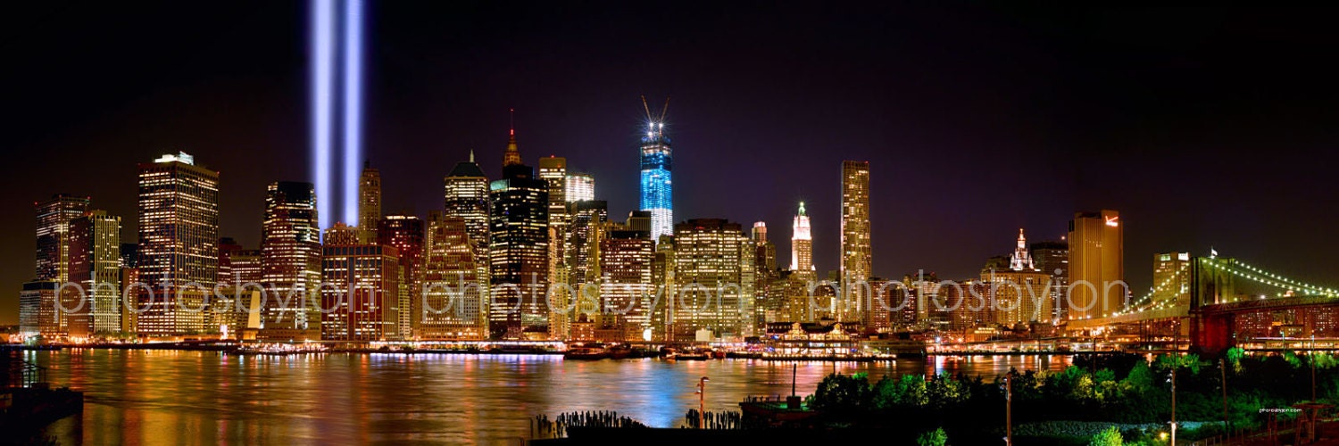 New York City NYC Skyline NIGHT Tribute in Lights by cowtownphotog