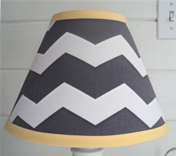 Items similar to Grey White Chevron and Mellow Yellow Lamp Shade