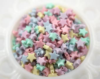 Pastel Star Beads - 10mm Tiny Plastic Pastel Star Beads - 200 pc set