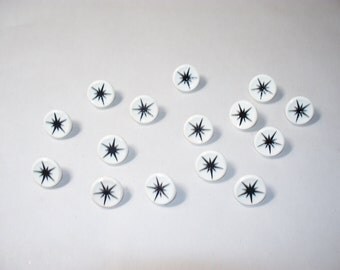 15 Black and White, Shank Buttons, Lot 2327 (Free US Shipping)