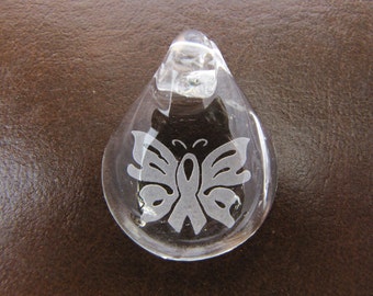 Butterfly Pendant Etched Glass Lampwork Glass Necklace Jewelry Supply Handmade Jewelry# 303