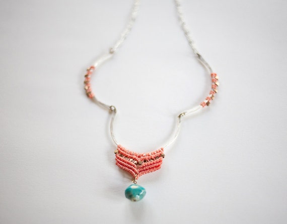 Kuzua Necklace salmon and turquoise SILVER