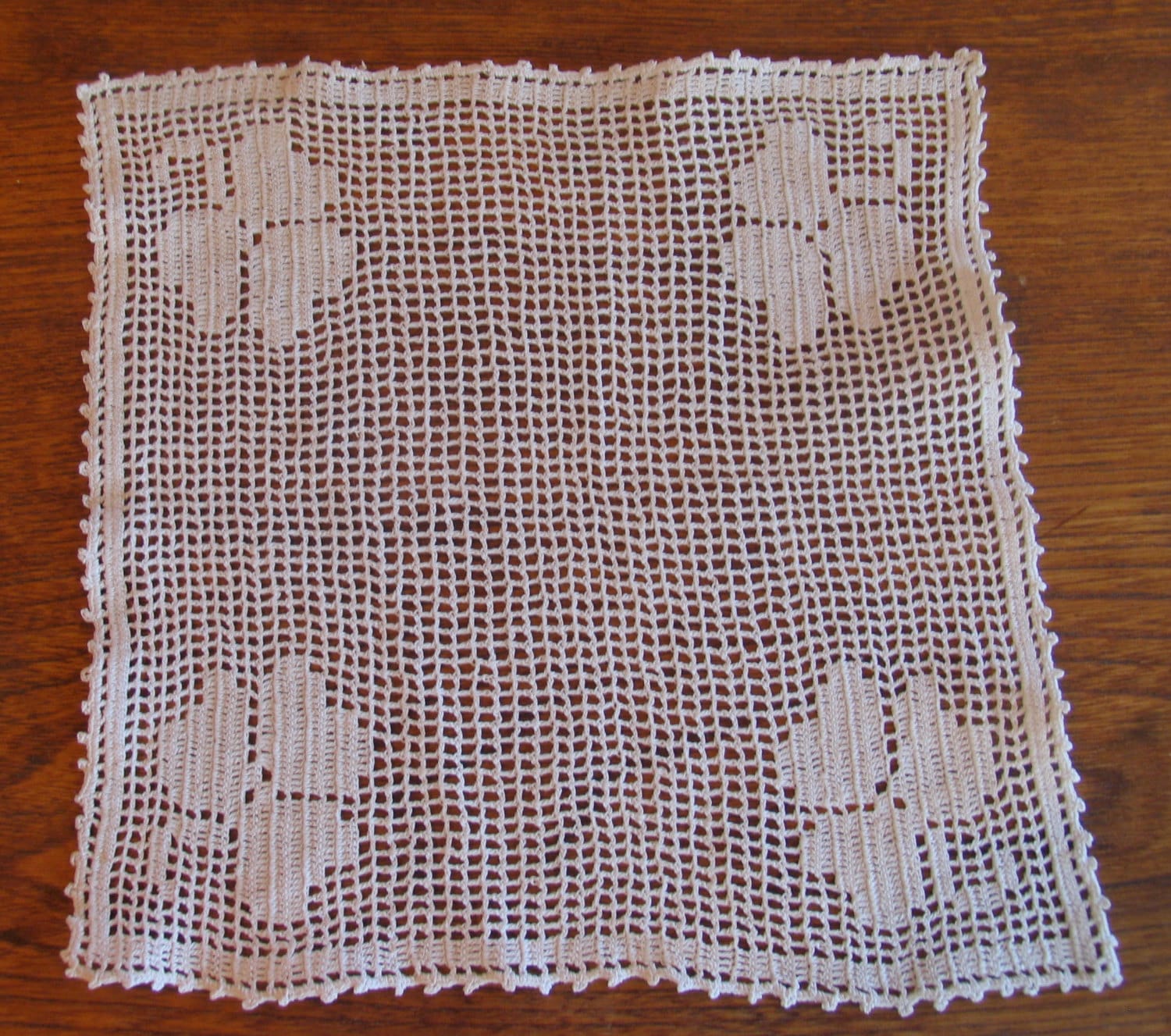 Vintage Filet Crochet Doily In Shamrock Pattern Frameable