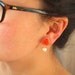 Peach rose flower dangle earrings stud with fresh water pearl silver