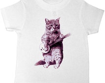 cat playing banjo t shirt