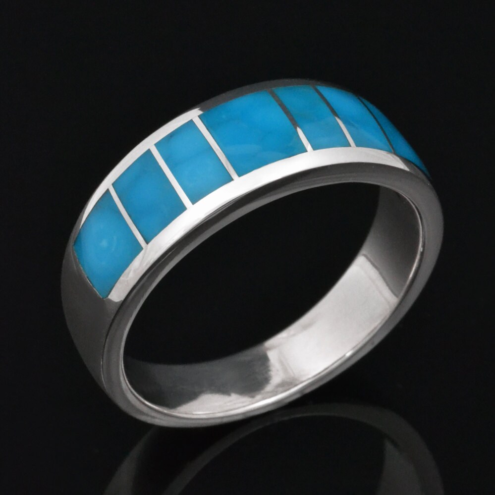 Birdseye Turquoise Wedding Ring In Sterling Silver Turquoise