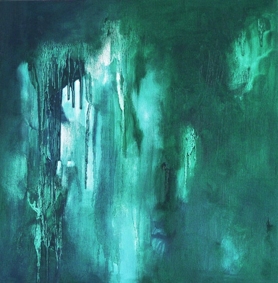 Abstract Painting Original Emerald Green 16x16 by AbstractArtM