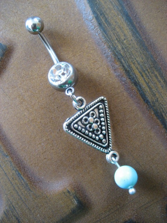 Belly Button Ring Jewelry. Tribal Triangle Belly Button