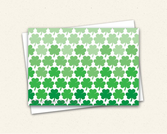 Ombre Shamrocks - Set of 12 Folded Notes Il_570xn
