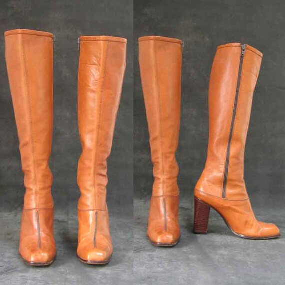 caramel colored knee high boots