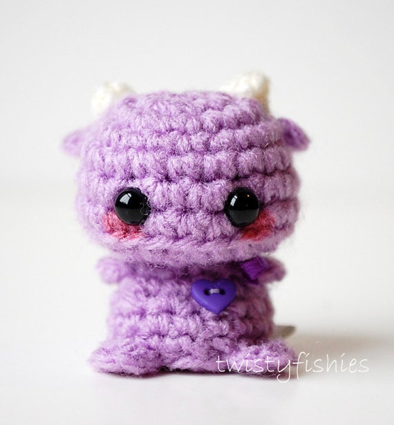 Mini Purple Monster Kawaii Amigurumi Plush by twistyfishies
