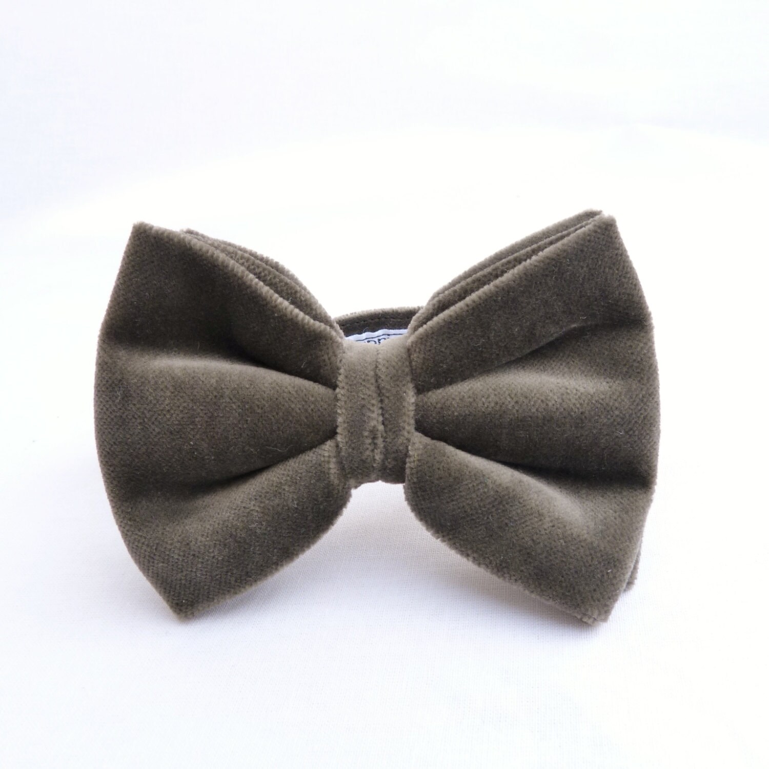 Oversized Bow Tie Taupe Cotton Velvet Mens Large Bow Tie