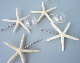 Beach Wedding Hair Accessories, Nautical Wedding Starfish Hair Pins, Starfish Barrette, Starfish Barette, Starfish Bobby Pins, 4PC #WSFHAIR