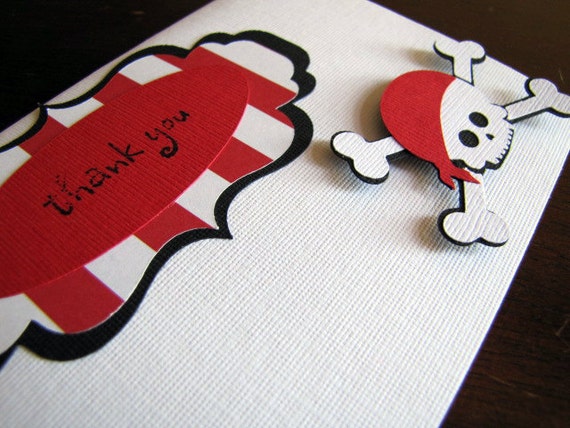 Pirate Party Thank You Cards, Shiver Me Timbers, Pirate Thank You Card, Pirate Birthday Party, Pirate Card, Pirate Party, Pirate, Set of 10 Il_570xn