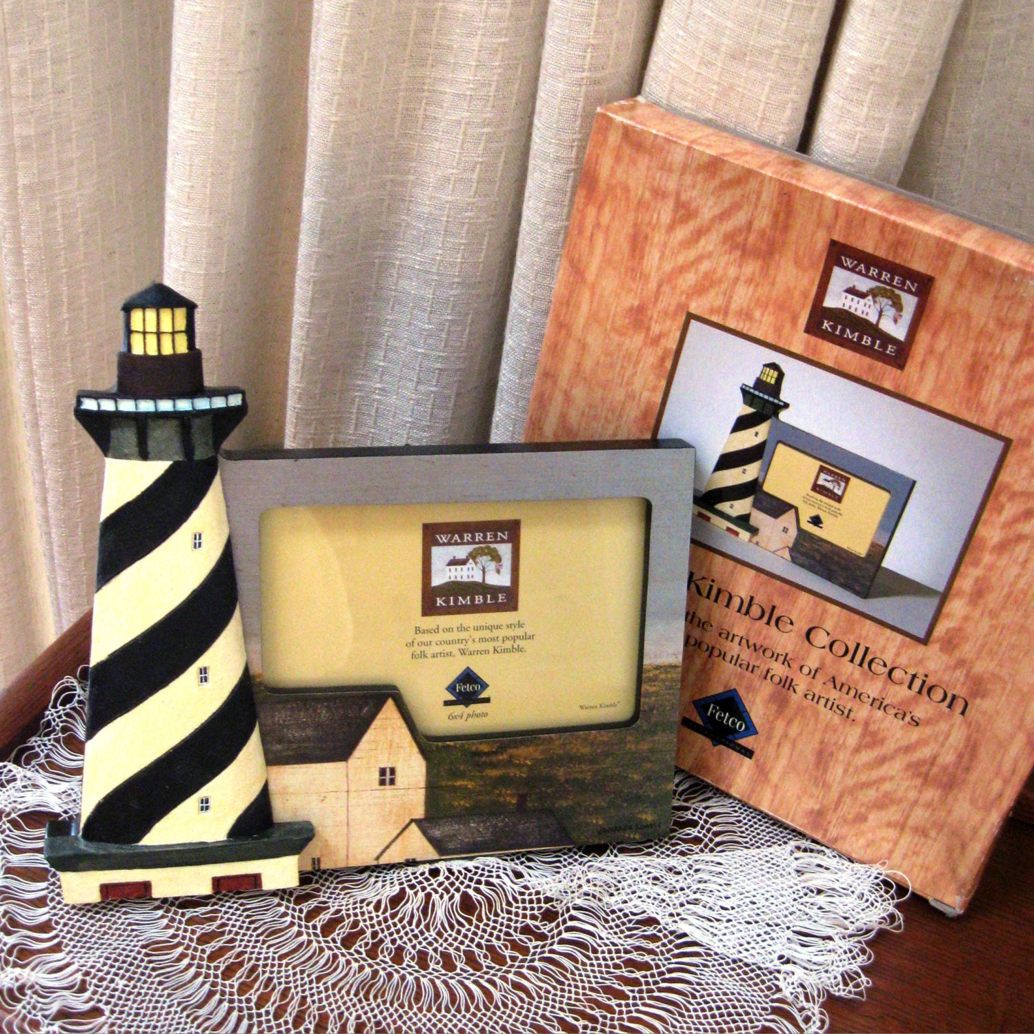 Vintage Picture Frame Lighthouse Warren Kimble Nautical Folk