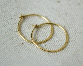 18k Gold Hoop Earrings - Tiny Hoops, gold hoops, 10mm hoop earrings