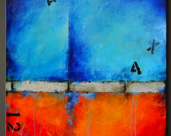 Urban Graffiti 2 - 36 x 36 - Abstract Acrylic Painting - Highly Textured - Contemporary Wall Art - Modern - Red Blue Orange