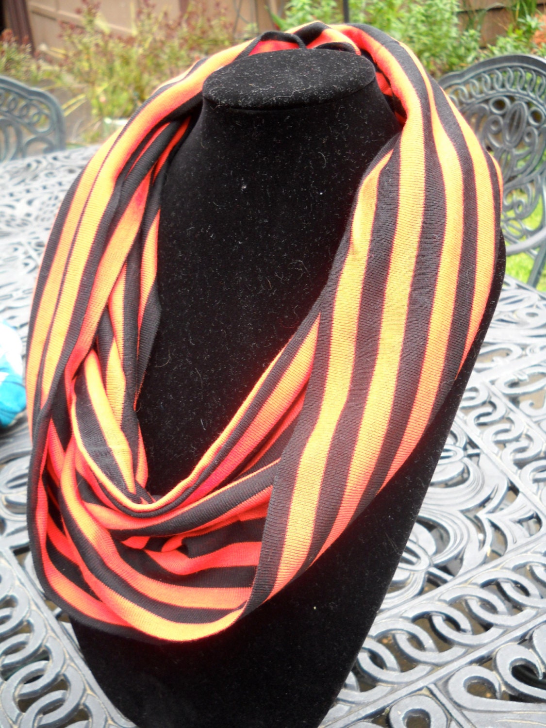 SALEInfinity Scarf Circle Scarf Black and Orange by JoiedeWeave