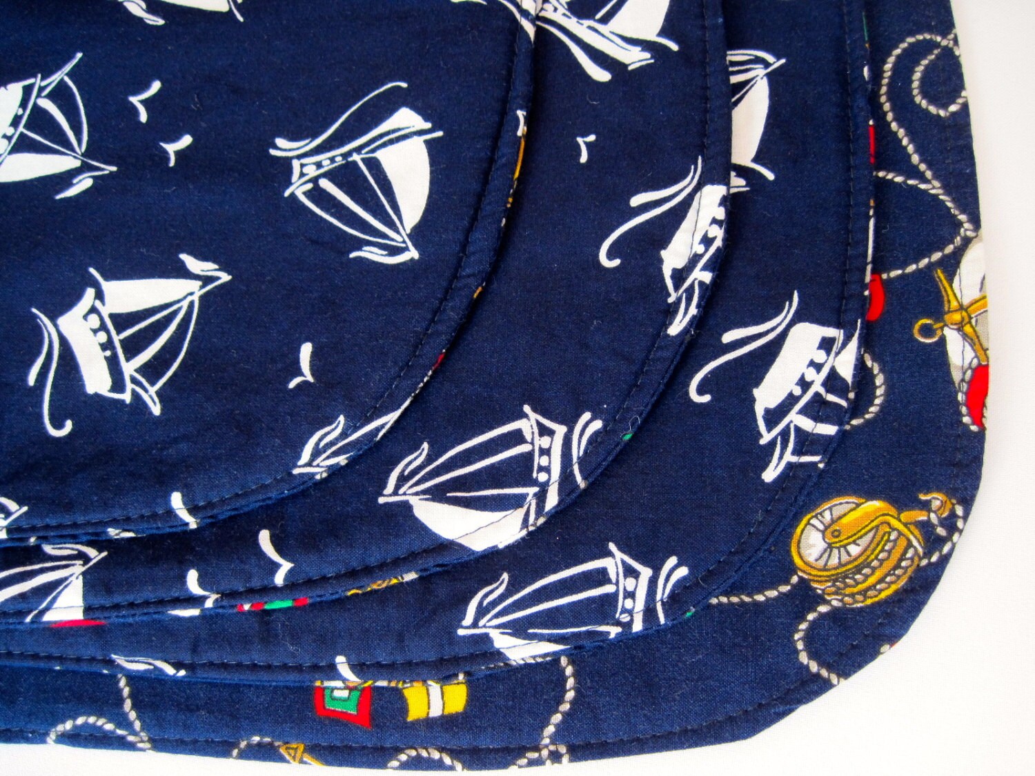 Blue and White Nautical Placemats Oval Reversible Rectangle