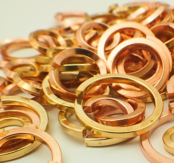 SALE 50 Square Wire Jump Ring Sampler Copper Brass Bronze