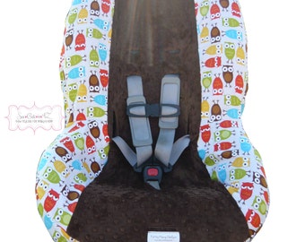 Toddler Car Seat Cover Bermuda Owls with Brown