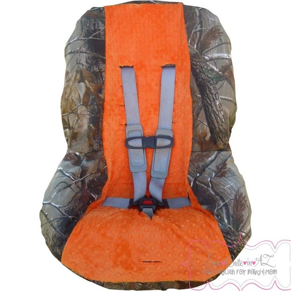 Camo with Orange Toddler Car Seat Cover by sewcuteinaz on Etsy