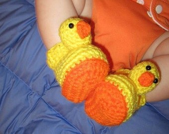 Duck Boots, Baby Booties, Crochet Slippers, Duck Shoes, Easter Baby Boy, Baby Girl, Sizes 0 to 3, 3 to 6, 6 to 12 months